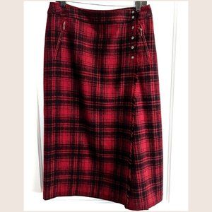 Eddie Bauer Buffalo Plaid Wool Skirt Size 10 Tall